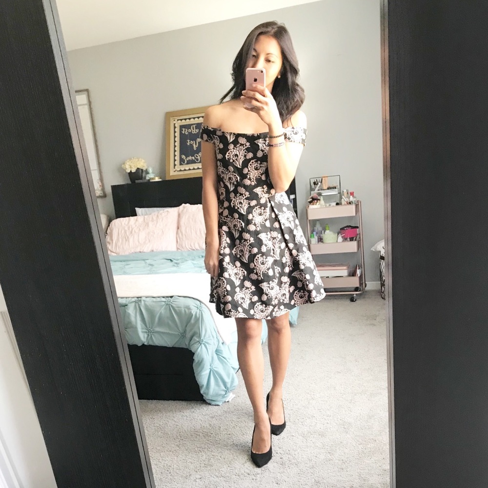 Francesca's Off shoulder black formal dress